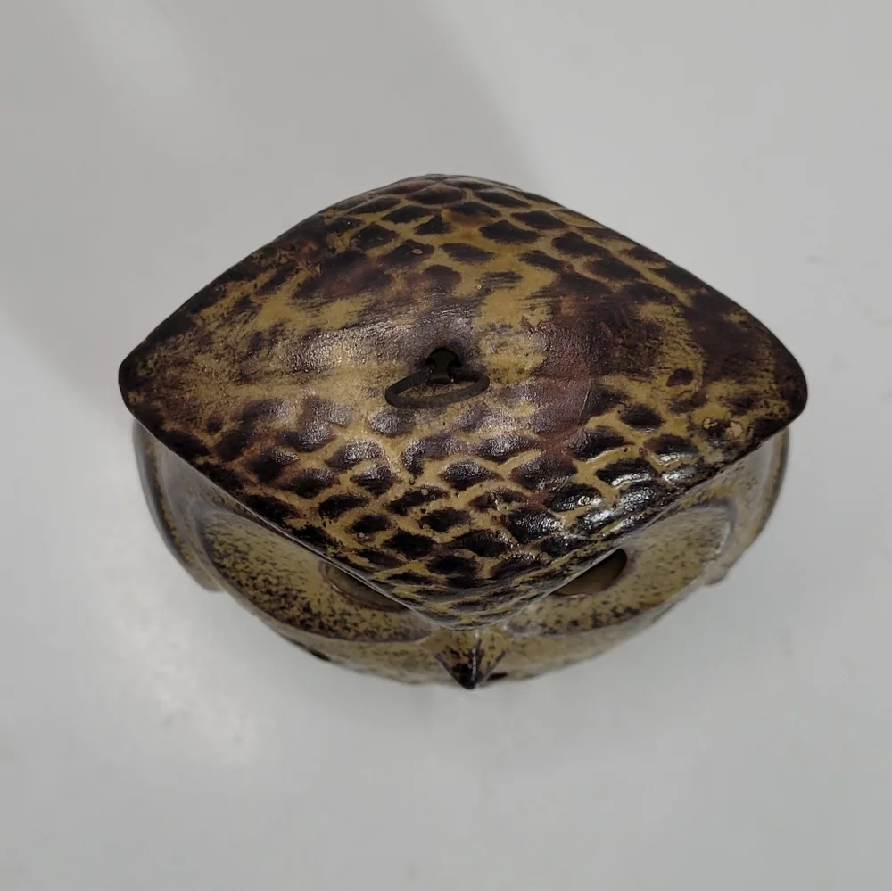 Vintage Ceramic Owl Lantern Tealight Candleholder w Loop for Hanging 1970s